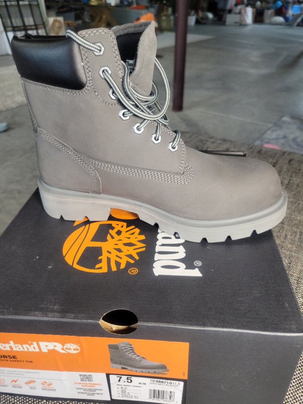 NIB Timberland PRO Sawhorse 6" Composite Toe Work Boots Gray Men's 7.5 - Picture 7 of 9